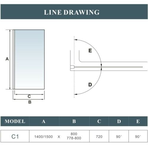AICA Pivot Bath Shower 6mm Screen Tempered Glass Door Panel 2