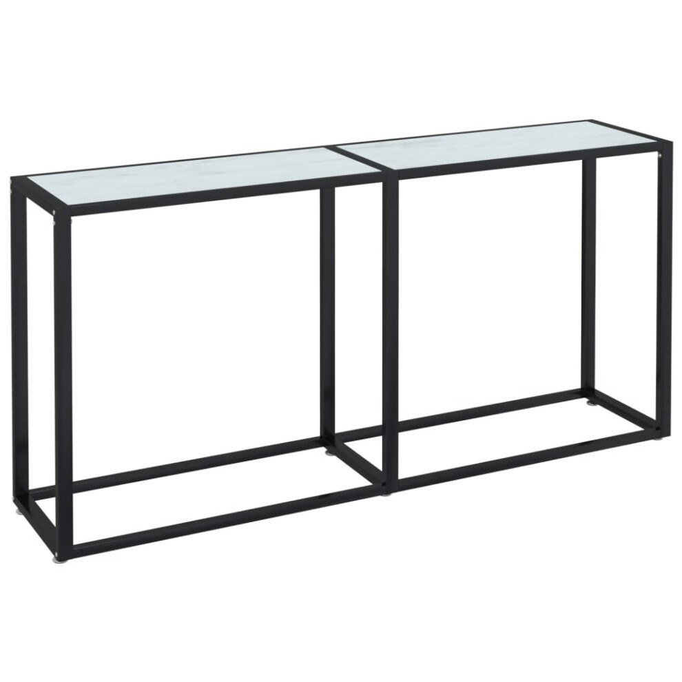 vidaXL Console Table White Marble Tempered Glass Home End Hall Porch Table-image-OPC-P9HNG98-NEW