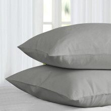 (Grey) 2 X Pillow Case Luxury 100% Poly cotton Housewife Pair Pack Pillows Cover Cases