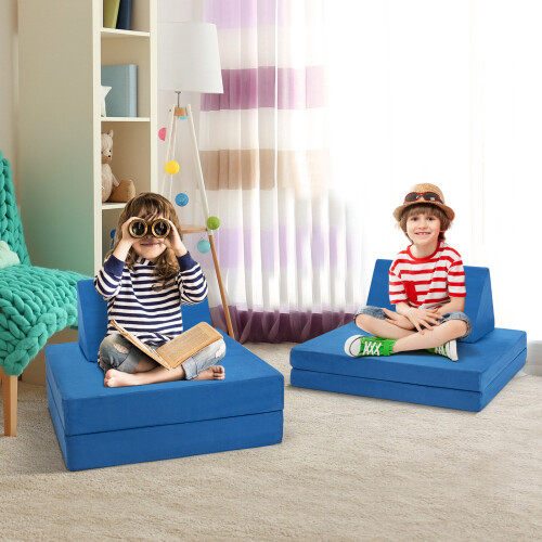 Costway 4-Piece Convertible Kids Couch or 2 Chairs  Modular Sofa and Play Set 2