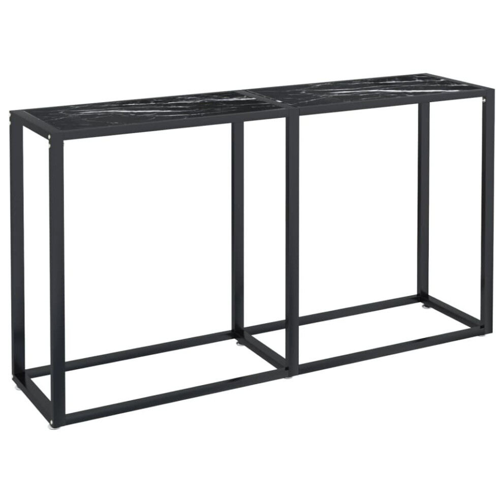 vidaXL Console Table Black Marble Tempered Glass Home End Hall Porch Table