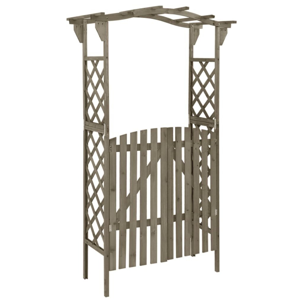 vidaXL Solid Firwood Pergola with Gate 116x40x204 cm Grey Garden Arch Gate