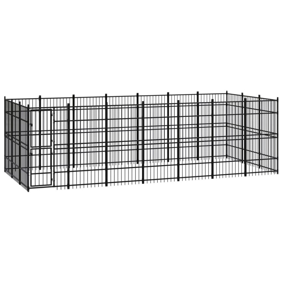 vidaXL Outdoor Dog Kennel Steel Outdoor Puppy Enclosure Dog Pet Supply Cage