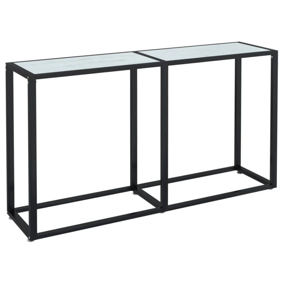 vidaXL Console Table White Marble Tempered Glass Home End Hall Porch Table