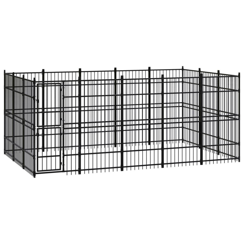 vidaXL Outdoor Dog Kennel Steel Outdoor Puppy Enclosure Dog Pet Supply Cage