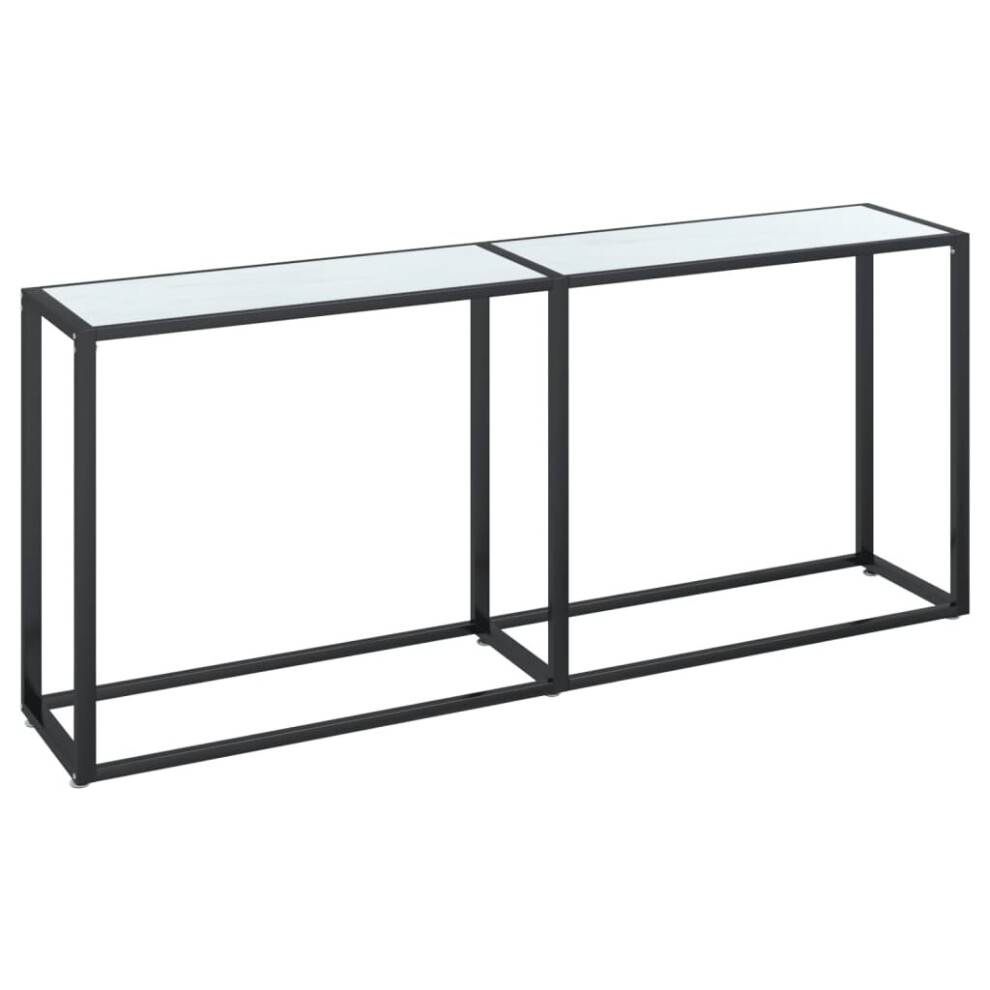 Vidaxl Console Table Marble Tempered Glass Home End Hall Porch Table White