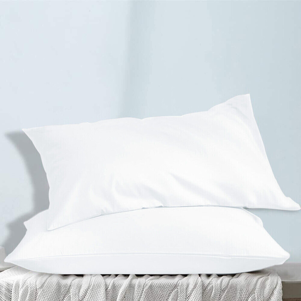 (White) 2 X Pillow Case Luxury Cases Housewife Pair Pack Bedroom Pillow Cover Uk Size