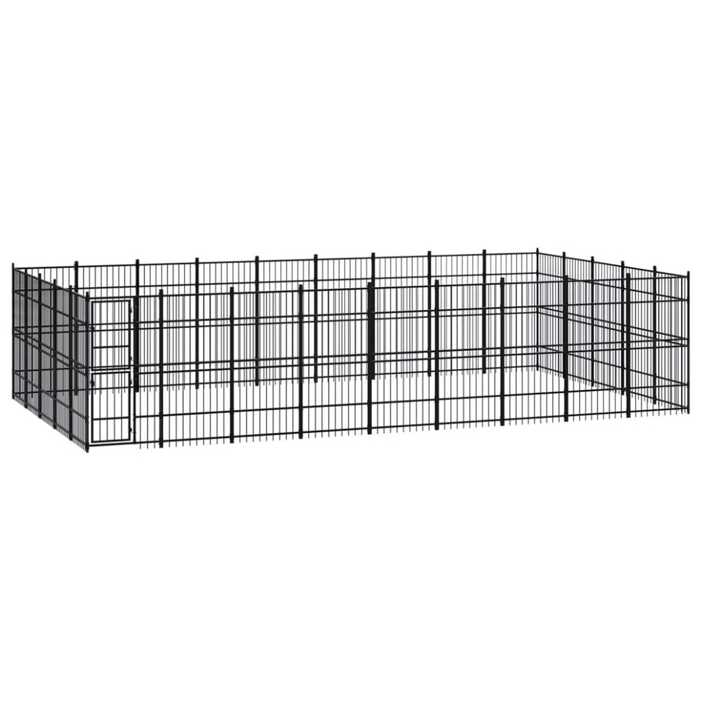 vidaXL Outdoor Dog Kennel Steel Outdoor Puppy Enclosure Dog Pet Supply Cage