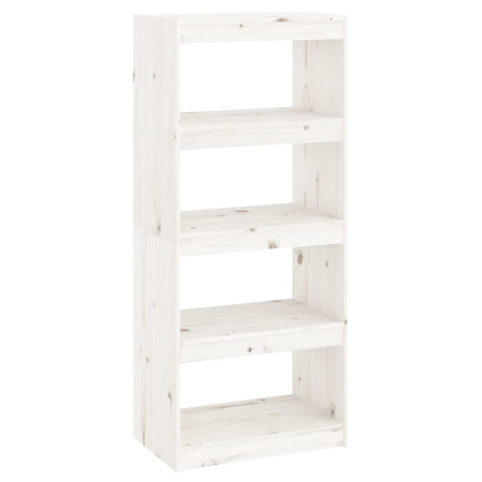 vidaXL Solid Wood Pine Book Cabinet/Room Divider White Wooden Room Partition