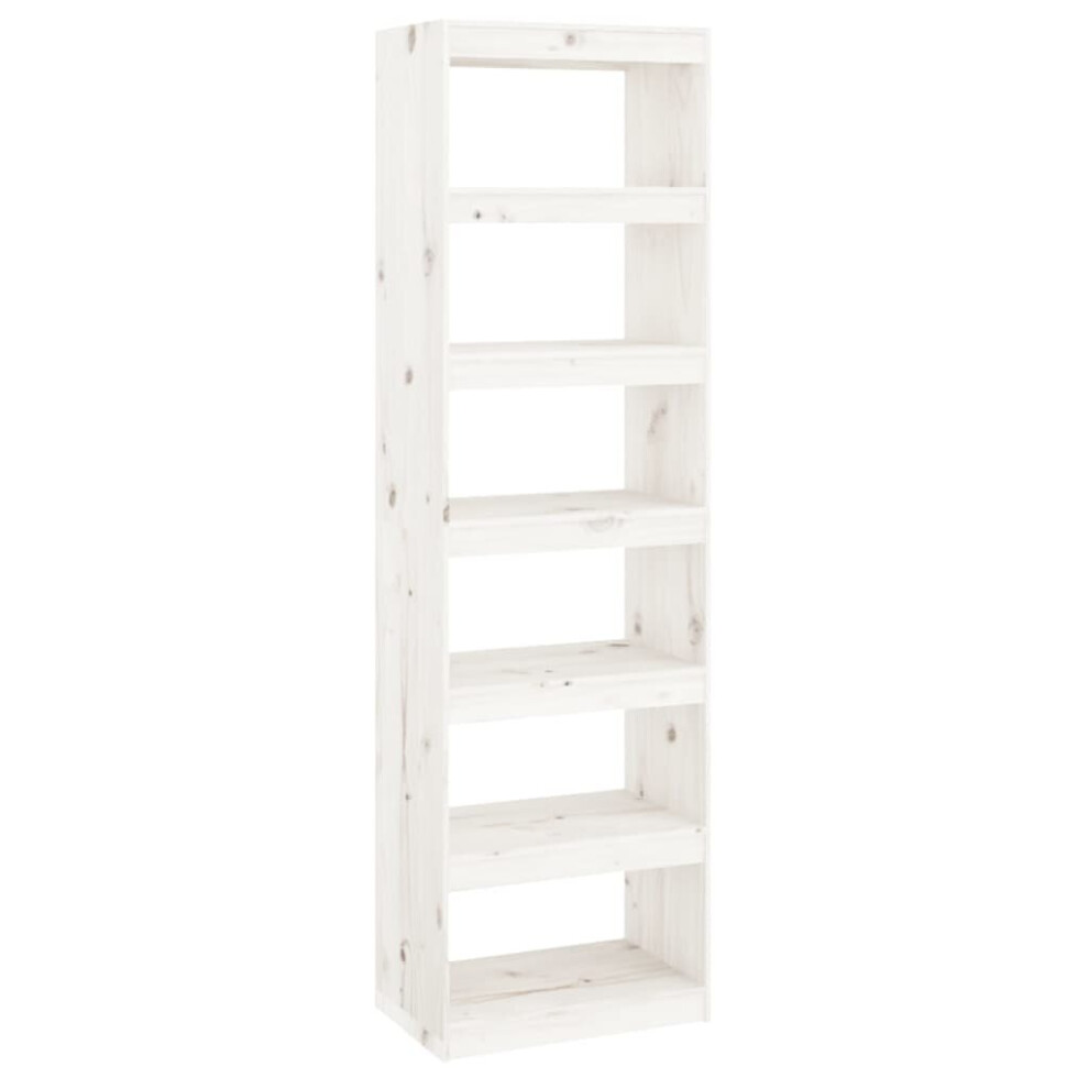 vidaXL Solid Wood Pine Book Cabinet/Room Divider White Wooden Room Partition