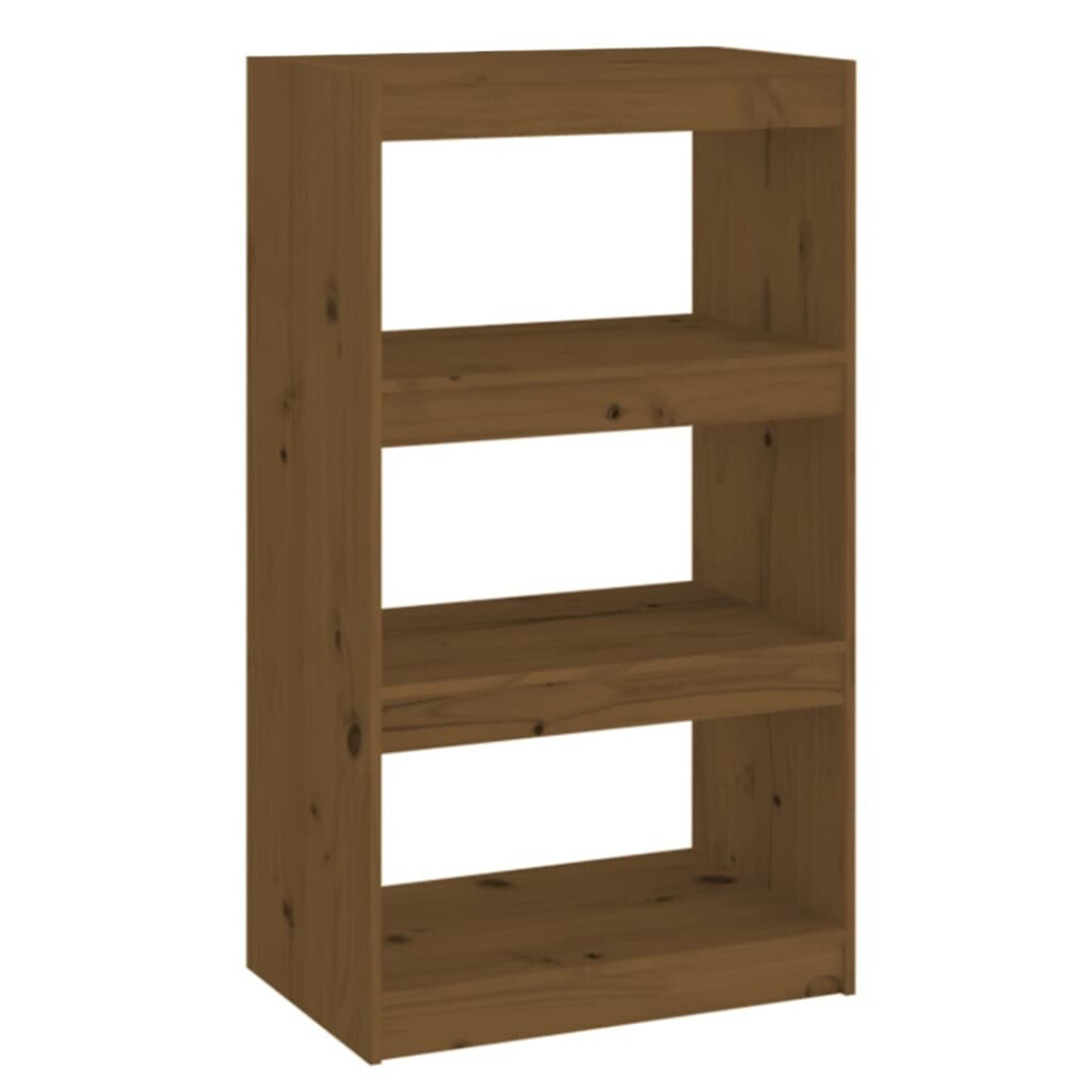 vidaXL Solid Wood Pine Book Cabinet/Room Divider Honey Brown Wooden Furniture