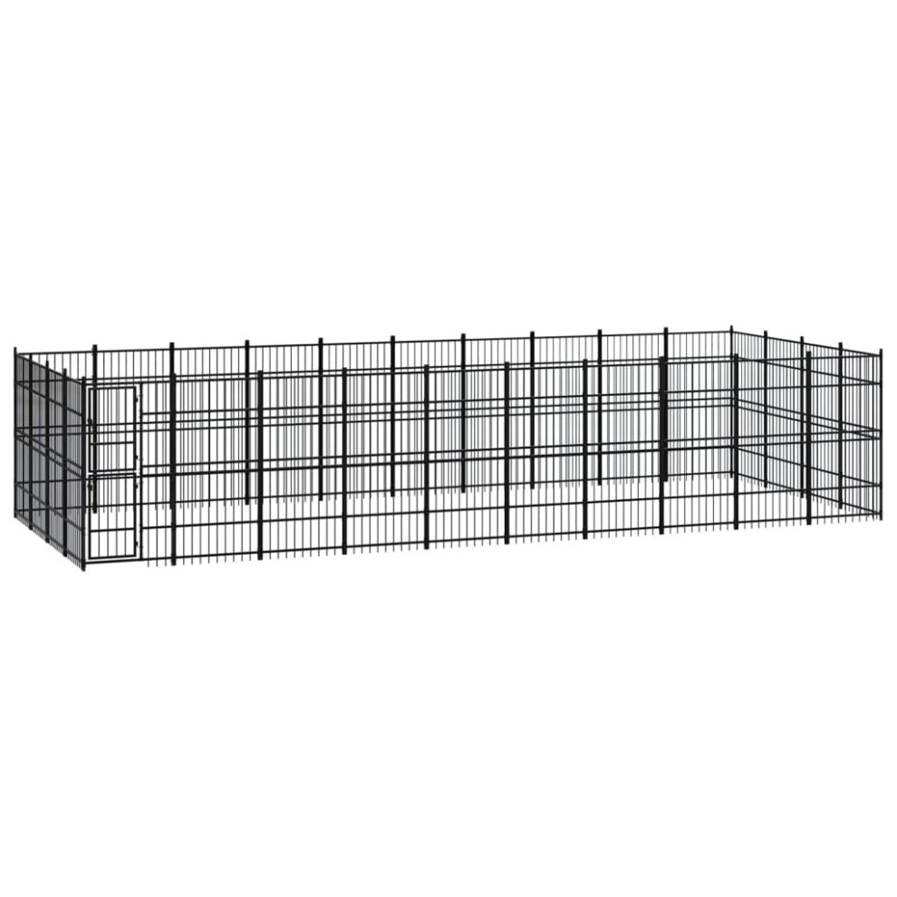 vidaXL Outdoor Dog Kennel Steel Outdoor Puppy Enclosure Dog Pet Supply Cage