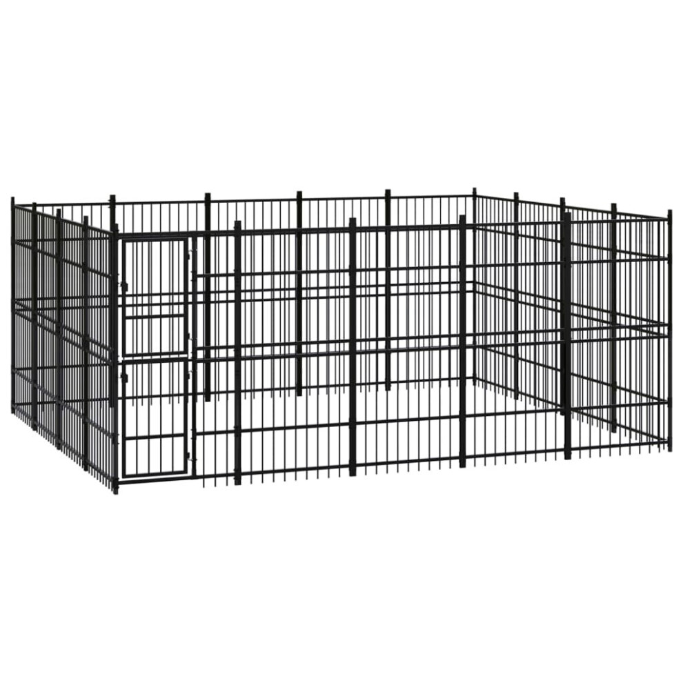 vidaXL Outdoor Dog Kennel Steel Outdoor Puppy Enclosure Dog Pet Supply Cage