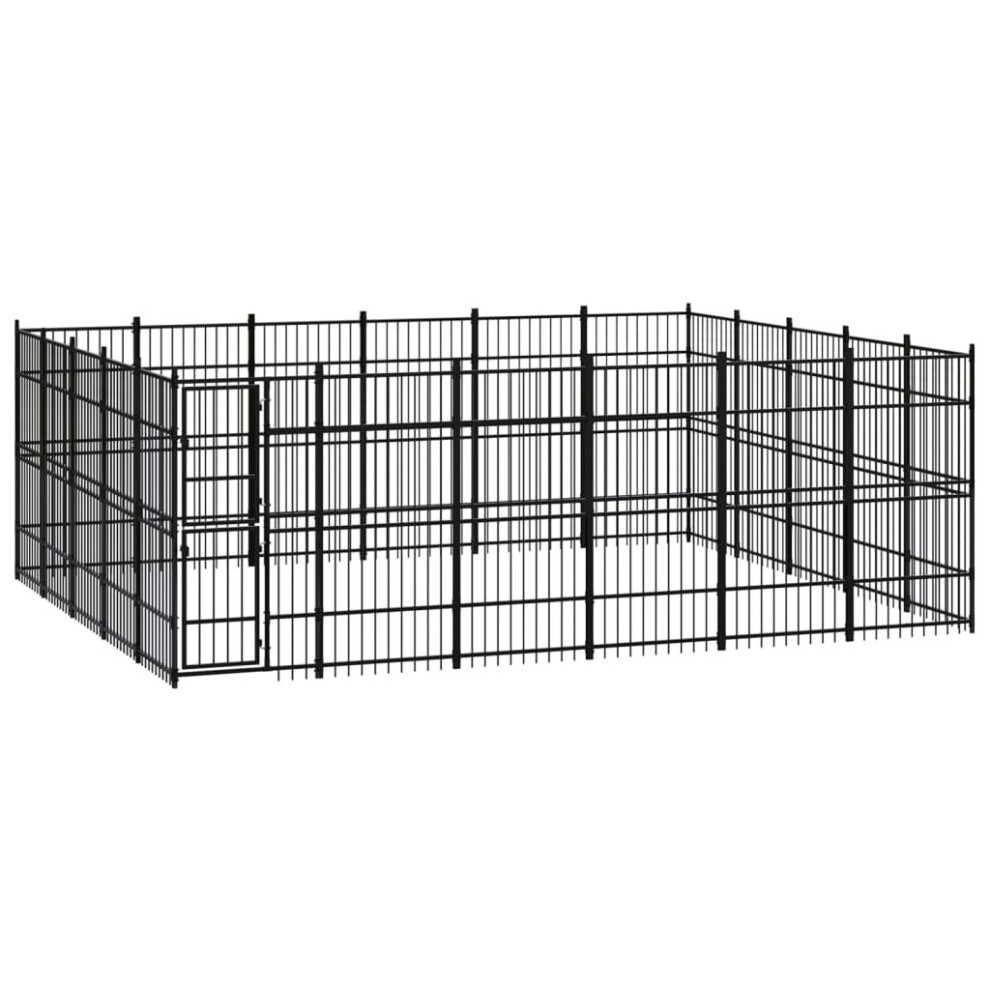 vidaXL Outdoor Dog Kennel Steel Outdoor Puppy Enclosure Dog Pet Supply Cage