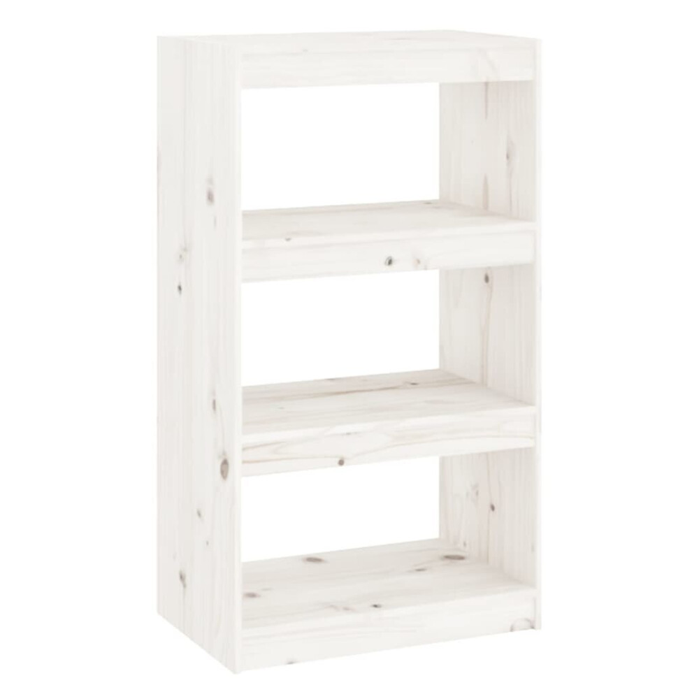 vidaXL Solid Wood Pine Book Cabinet/Room Divider White Wooden Room Partition