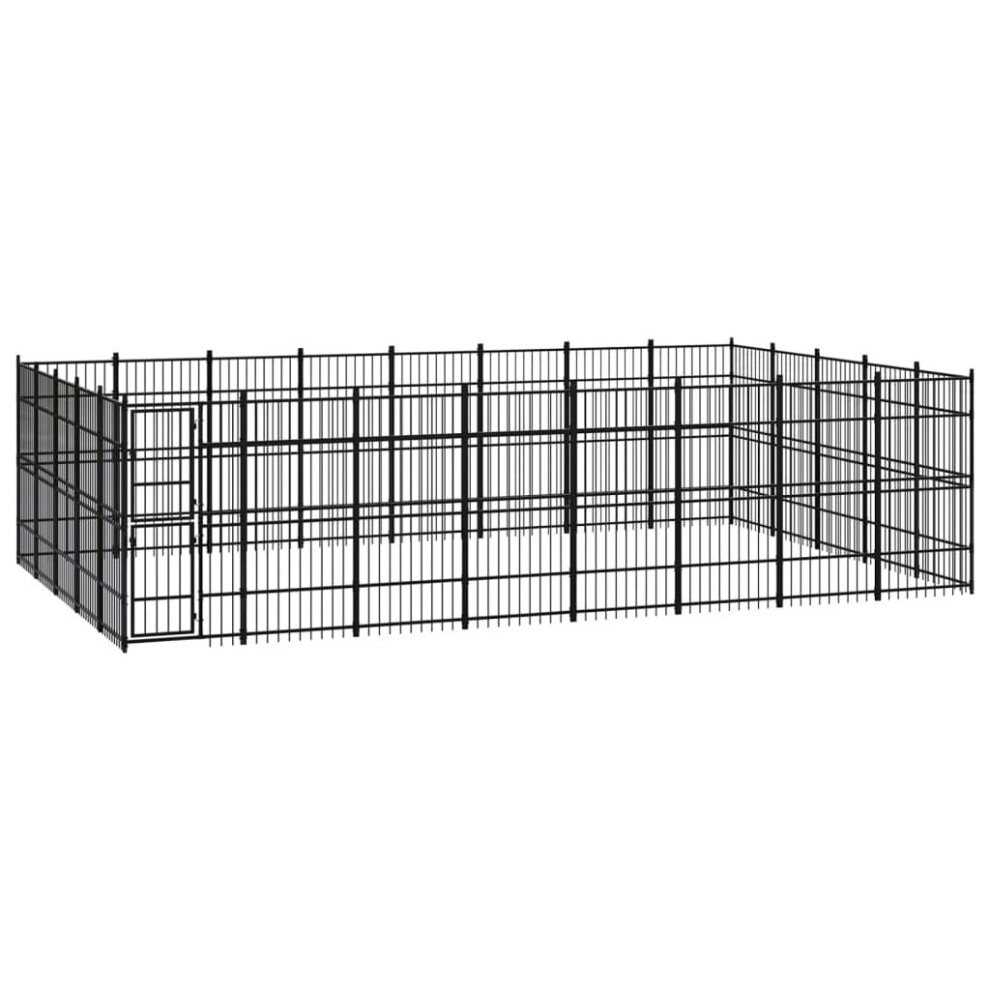 vidaXL Outdoor Dog Kennel Steel Outdoor Puppy Enclosure Dog Pet Supply Cage