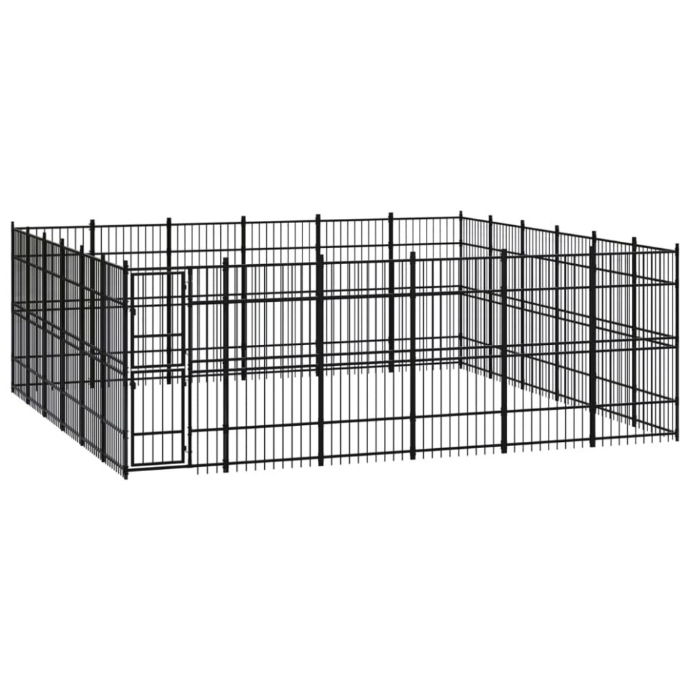 vidaXL Outdoor Dog Kennel Steel Outdoor Puppy Enclosure Dog Pet Supply Cage