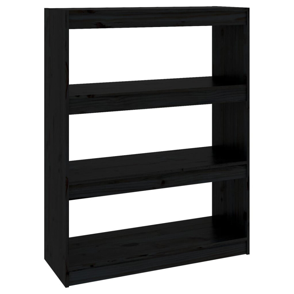 vidaXL Solid Wood Pine Book Cabinet/Room Divider Black Wooden Room Partition