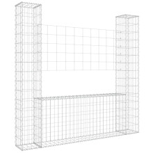 vidaXL Gabionenkorb U-Form mit 2 Säulen Eisen 140x20x150 cm