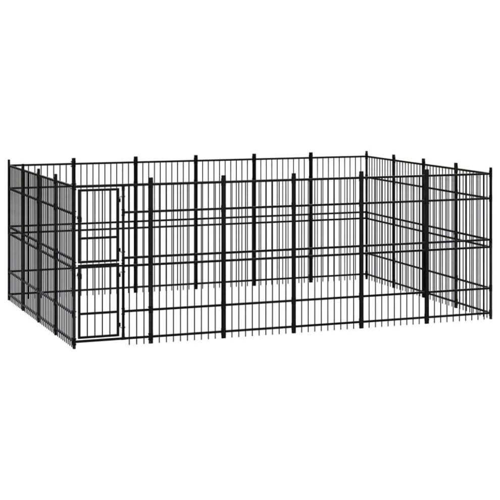 vidaXL Outdoor Dog Kennel Steel Outdoor Puppy Enclosure Dog Pet Supply Cage