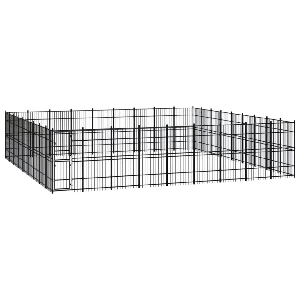 vidaXL Outdoor Dog Kennel Steel Outdoor Puppy Enclosure Dog Pet Supply Cage