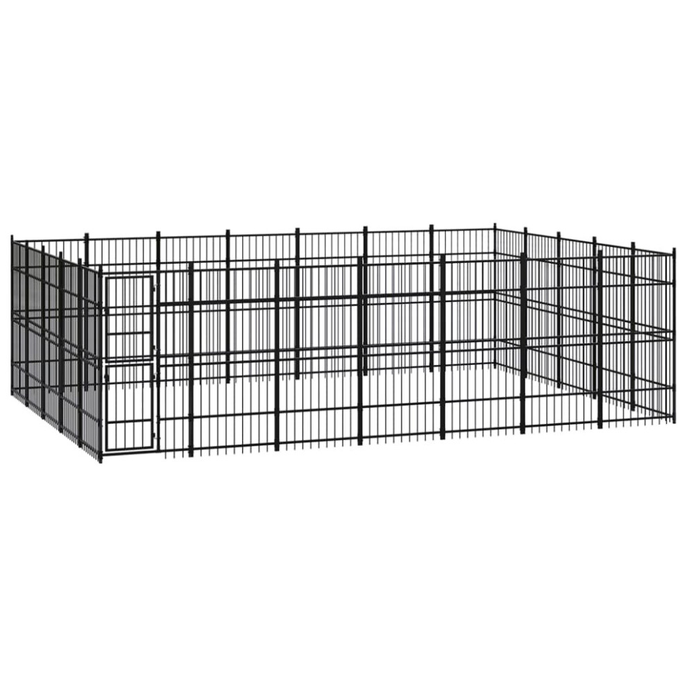 vidaXL Outdoor Dog Kennel Steel Outdoor Puppy Enclosure Dog Pet Supply Cage