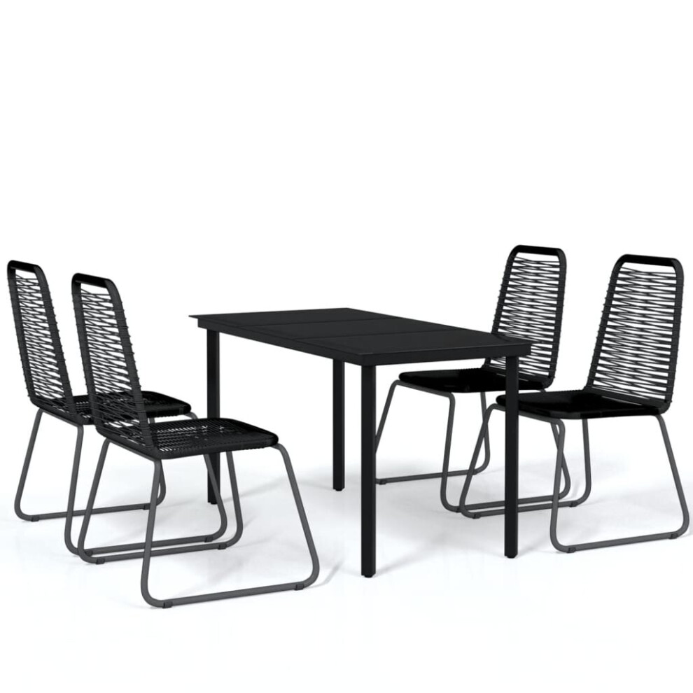 Vidaxl Garden Dining Set 5 Piece Black Outdoor Patio Table Chair Furniture