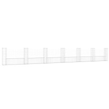 vidaXL Gabionenkorb U-Form mit 7 Säulen Eisen 740x20x100 cm