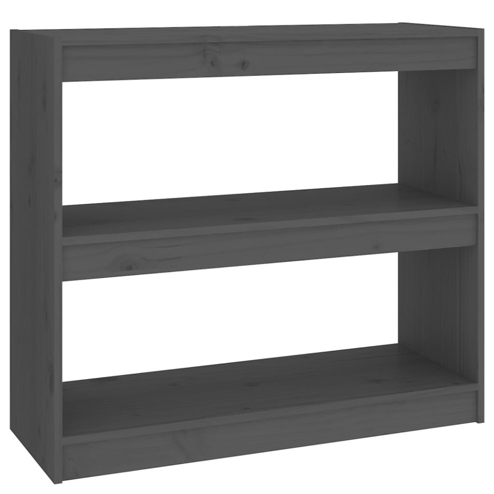 Vidaxl Solid Wood Pine Book Cabinet/Room Divider Grey Wooden Room Partition