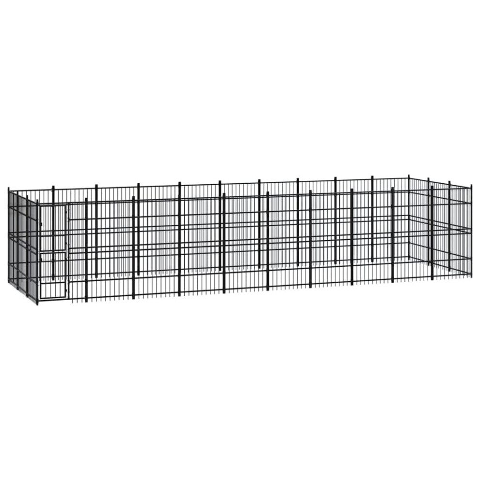 vidaXL Outdoor Dog Kennel Steel Outdoor Puppy Enclosure Dog Pet Supply Cage