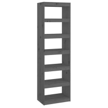 vidaXL Solid Wood Pine Book Cabinet/Room Divider Grey Wooden Room Partition