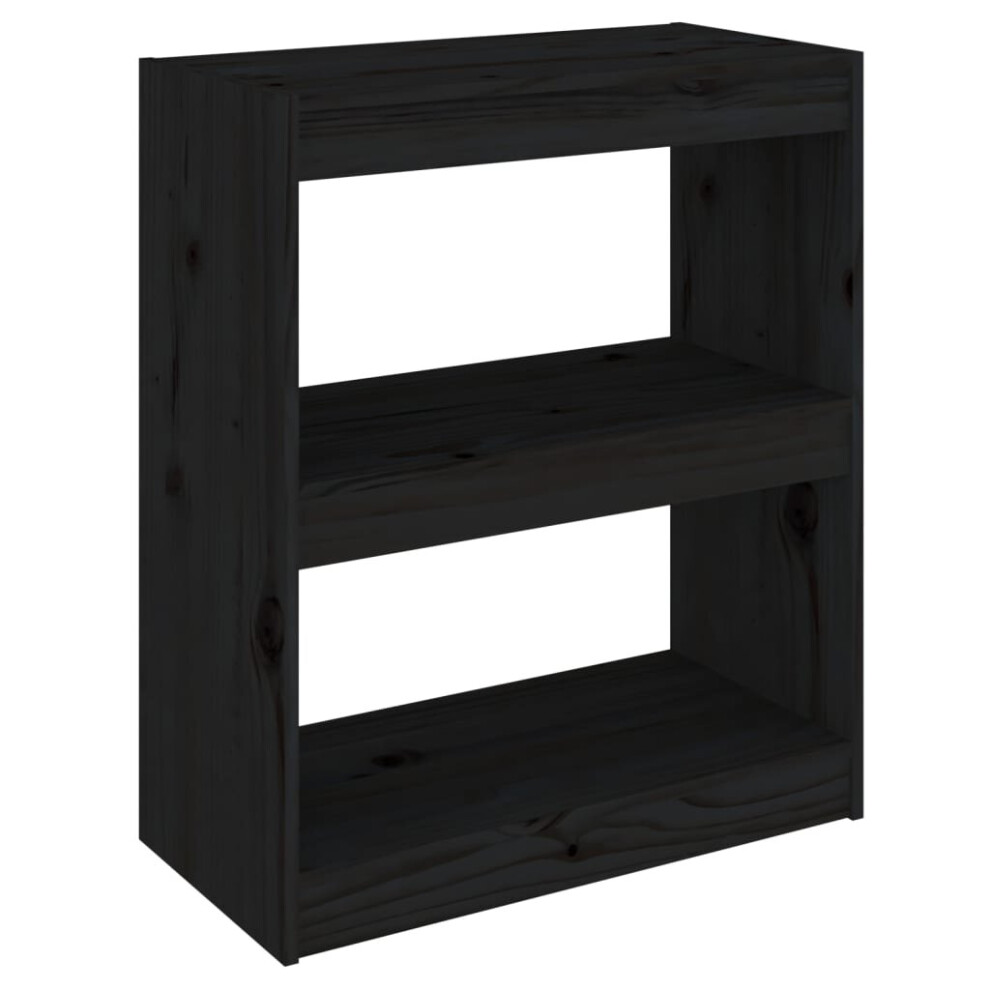 vidaXL Solid Wood Pine Book Cabinet/Room Divider Black File Storage Cabinet