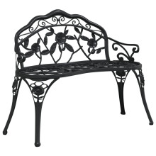 vidaXL Garden Bench 99 cm Cast Aluminium Black Patio Park Bench Seating Chair