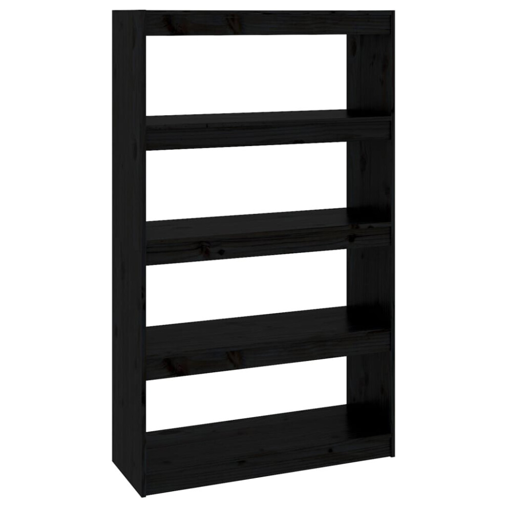 vidaXL Solid Wood Pine Book Cabinet/Room Divider Black Wooden Room Partition