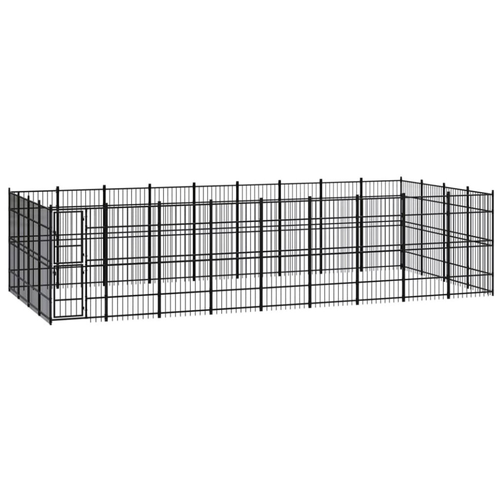 vidaXL Outdoor Dog Kennel Steel Outdoor Puppy Enclosure Dog Pet Supply Cage