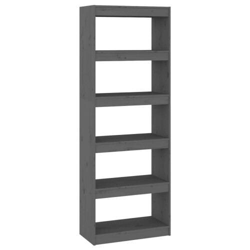 VidaXL vidaXL Solid Wood Pine Book Cabinet/Room Divider Grey Home Organiser Shelf