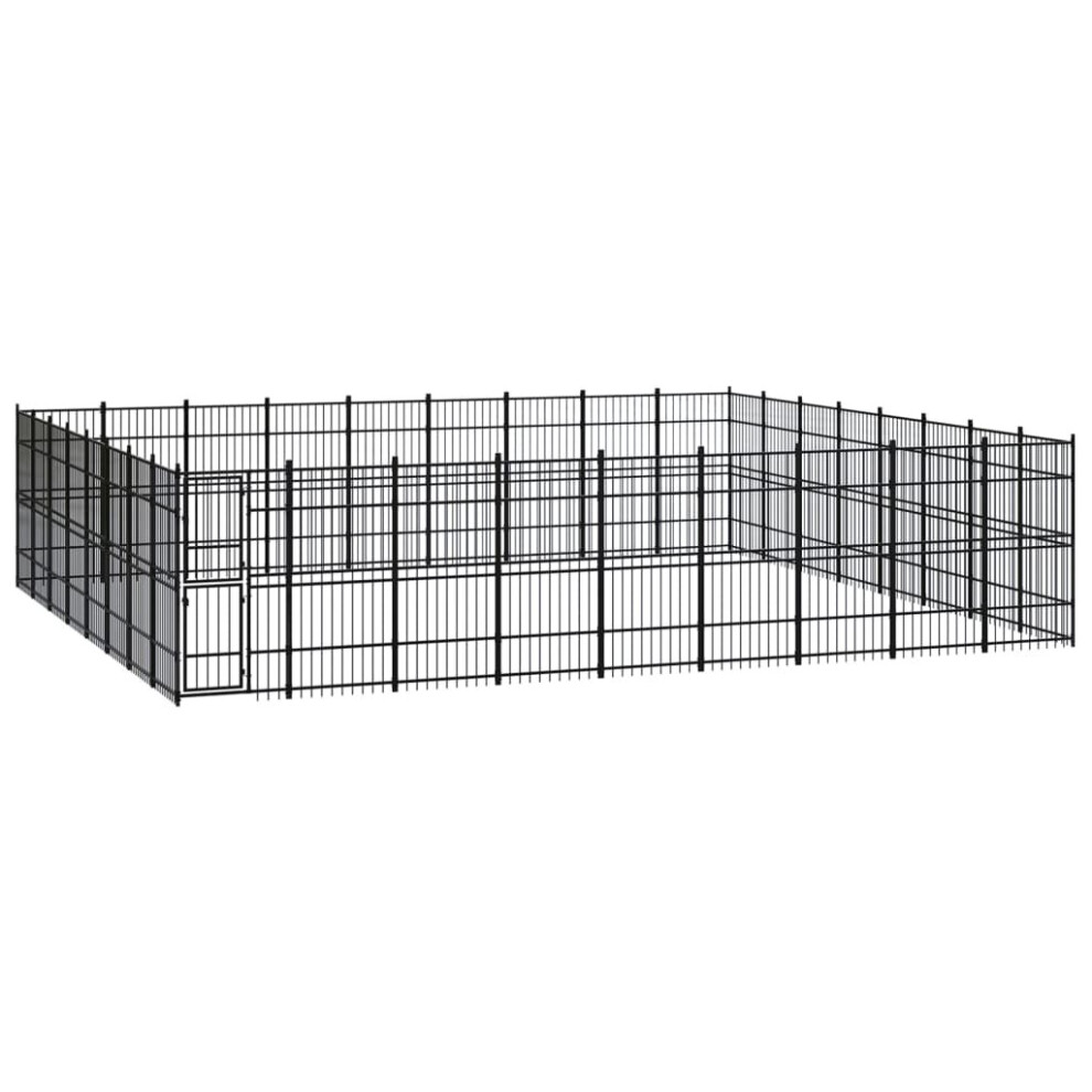 vidaXL Outdoor Dog Kennel Steel Outdoor Puppy Enclosure Dog Pet Supply Cage