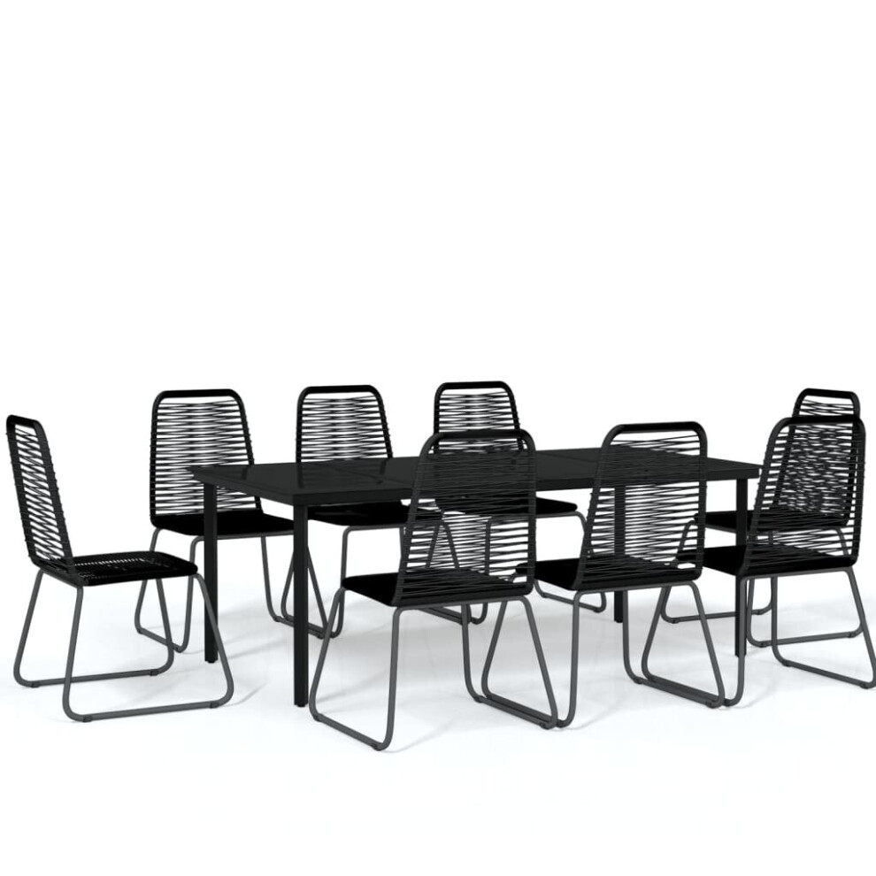 Vidaxl Garden Dining Set 9 Piece Black Patio Outdoor Table And Chair Furniture