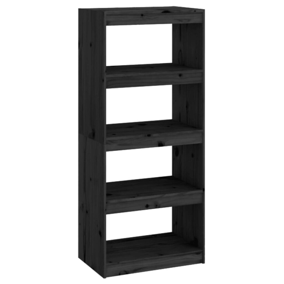 Vidaxl Solid Wood Pine Book Cabinet/Room Divider Wooden Room Partition Black