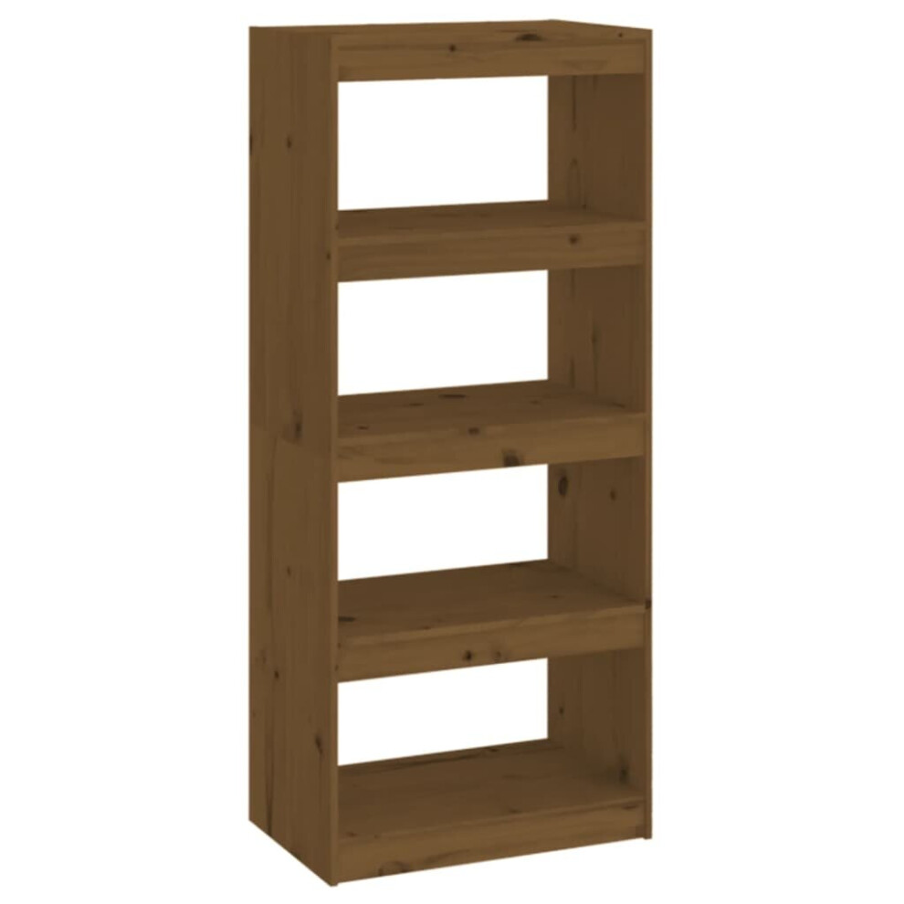 vidaXL Solid Wood Pine Book Cabinet/Room Divider Honey Brown Wooden Furniture