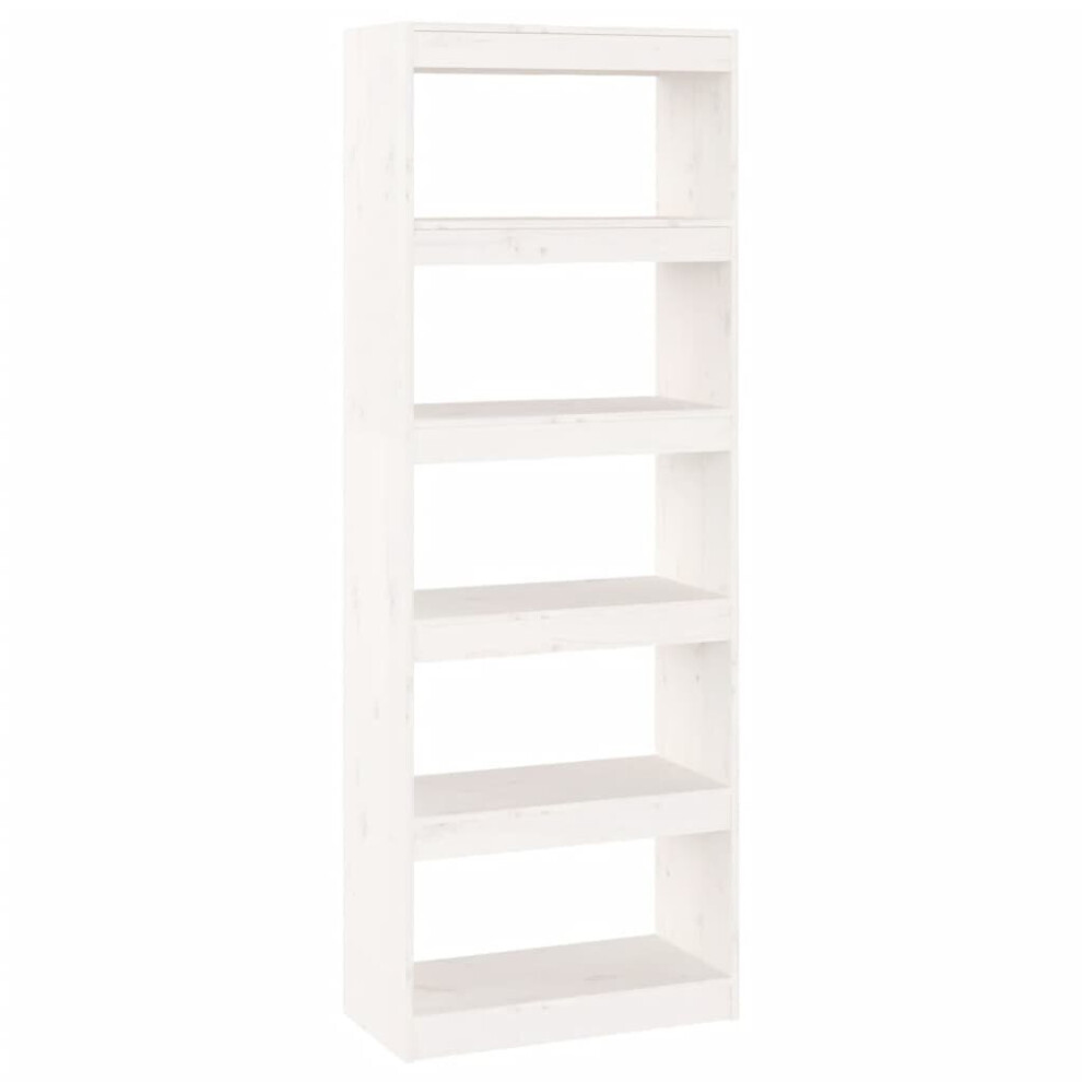 vidaXL Solid Wood Pine Book Cabinet/Room Divider White Home Organiser Shelf