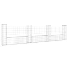 vidaXL U-shape Gabion Basket with 4 Posts Iron Outdoor Patio Wire Wall Fence