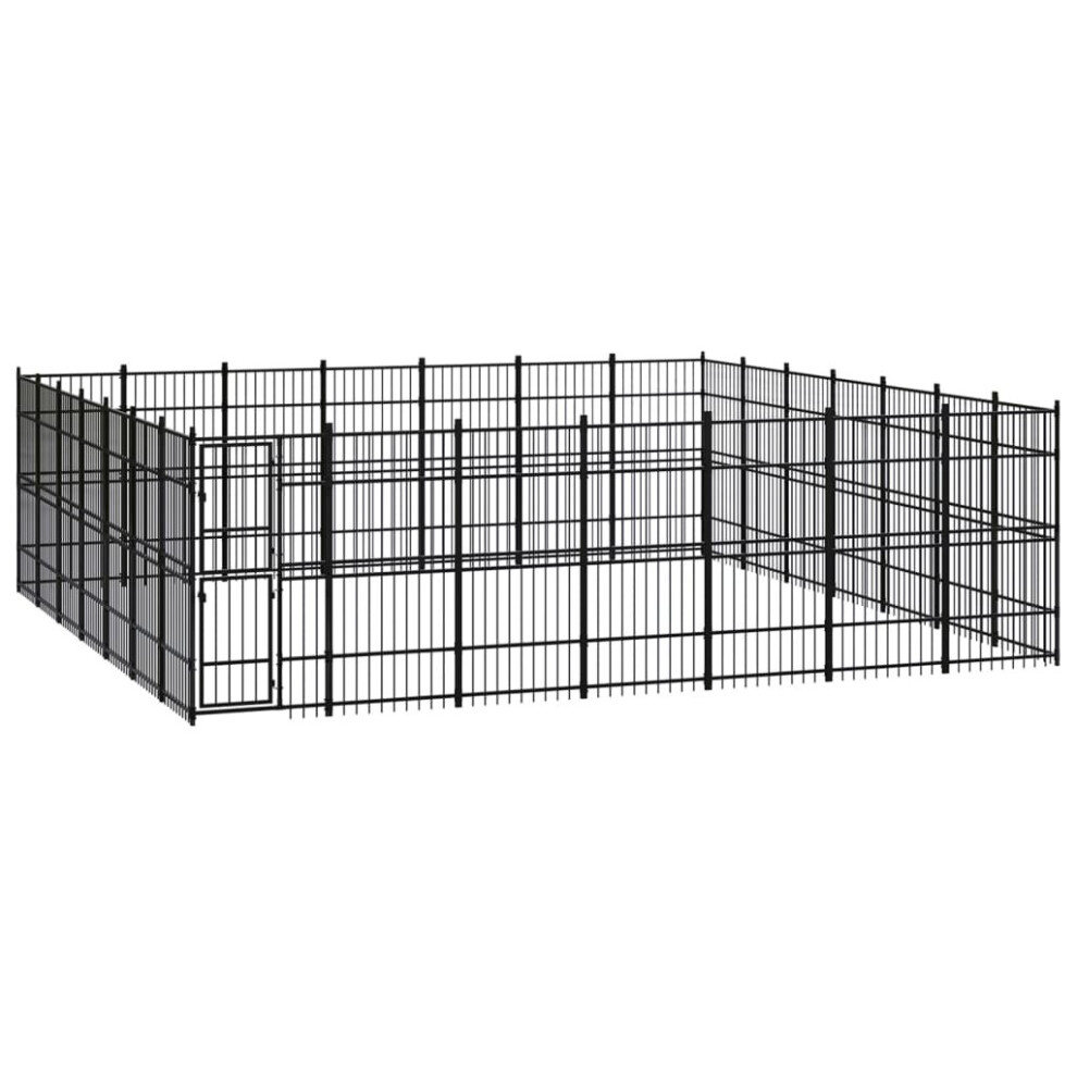 vidaXL Outdoor Dog Kennel Steel Outdoor Puppy Enclosure Dog Pet Supply Cage