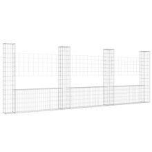 vidaXL Gabionenkorb U-Form mit 4 Säulen Eisen 380x20x150 cm
