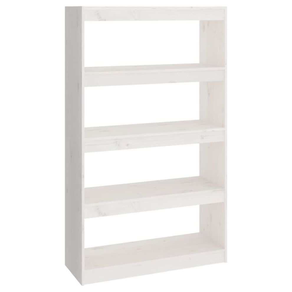 vidaXL Solid Wood Pine Book Cabinet/Room Divider White Wooden Room Partition