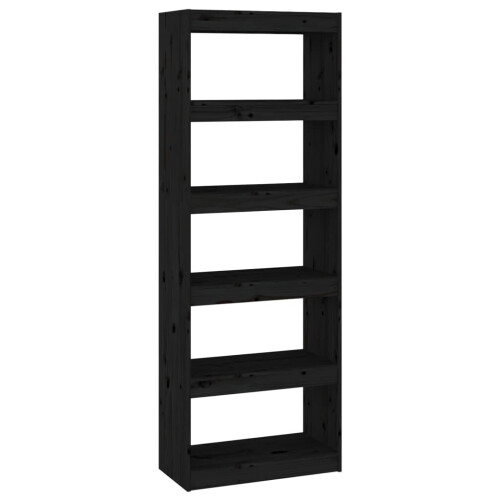VidaXL vidaXL Solid Wood Pine Book Cabinet/Room Divider Black Home Organiser Shelf