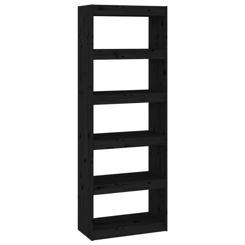 Vidaxl Solid Wood Pine Book Cabinet/Room Divider Black Home Organiser Shelf