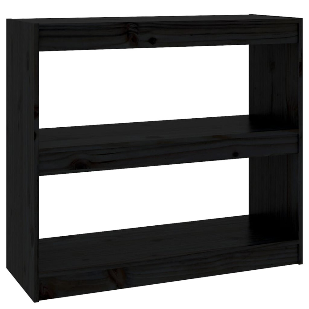 vidaXL Solid Wood Pine Book Cabinet/Room Divider Black Wooden Room Partition