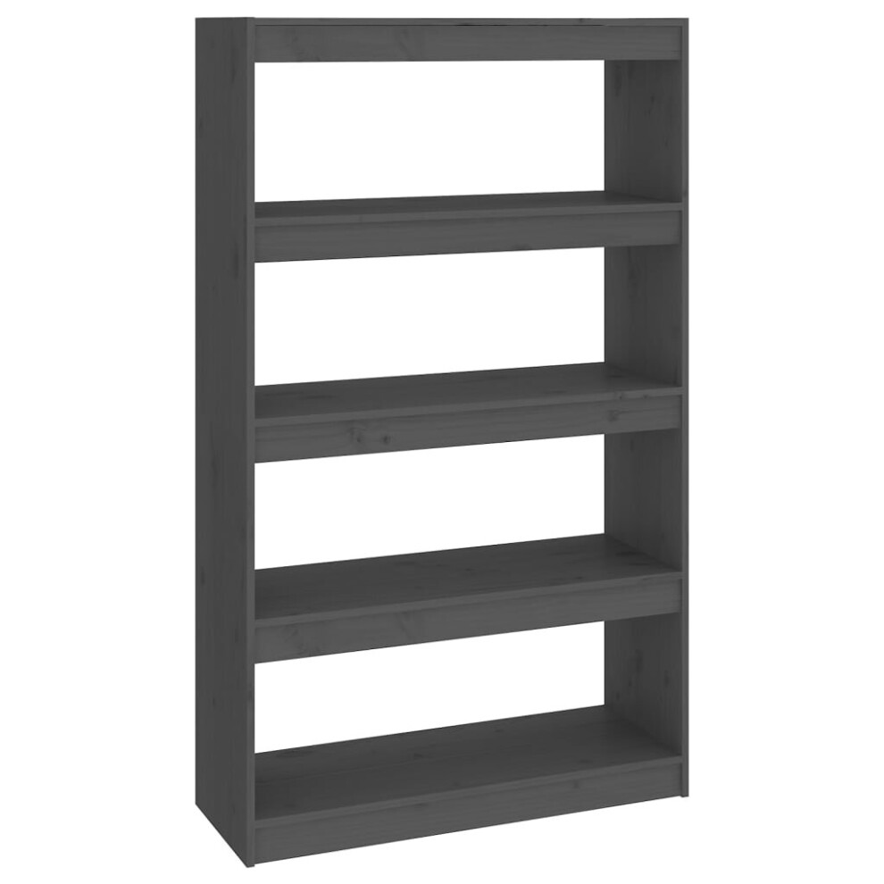 Vidaxl Solid Wood Pine Book Cabinet/Room Divider Grey Wooden Room Partition