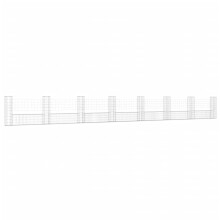 vidaXL U-shape Gabion Basket with 8 Posts Iron Outdoor Patio Wire Wall Fence